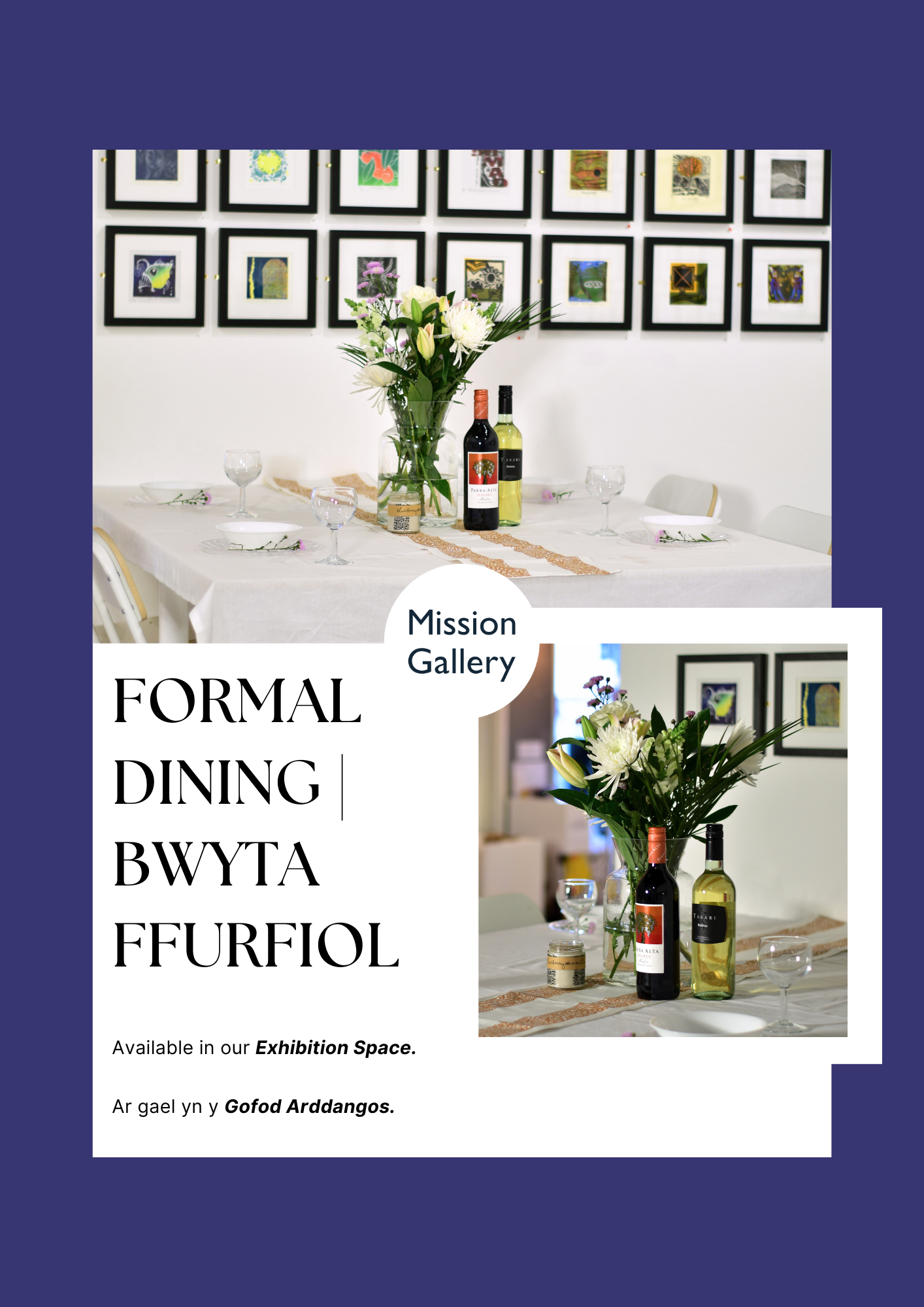 Mission Gallery Venue Hire Pack, formal dining