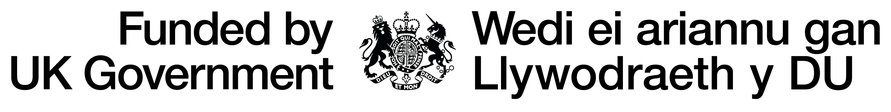 Ariennir gan Lywodraeth y DU